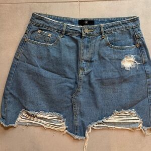 Missguided Blue Distressed Jean Shorts